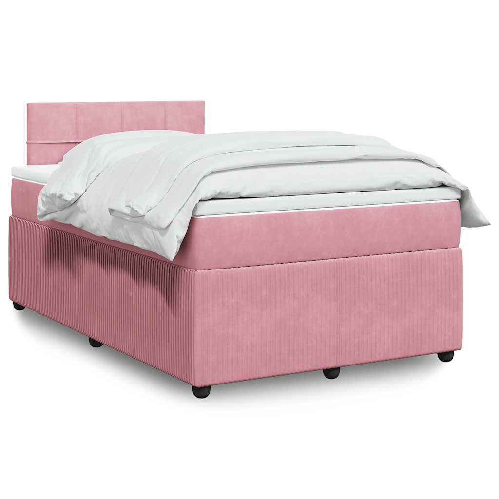 Kontinentalseng med madras og topmadras 120×190 cm - velour, lyserød