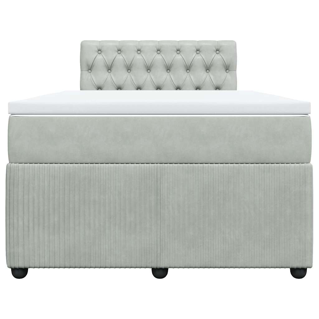 vidaXL Boxspring met matras fluweel lichtgrijs 120x190 cm grijs, foto 4