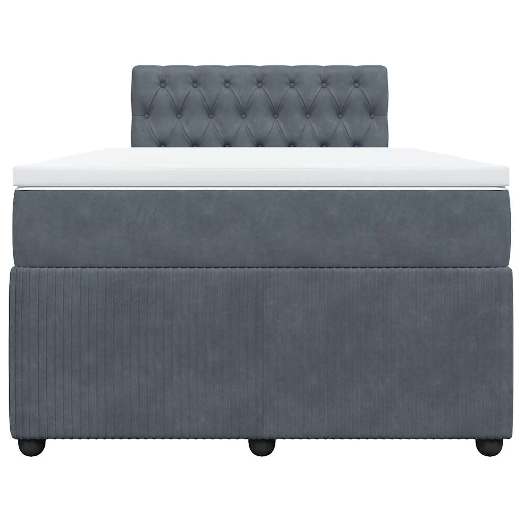 vidaXL Boxspring met matras fluweel donkergrijs 120x190 cm grijs, foto 4