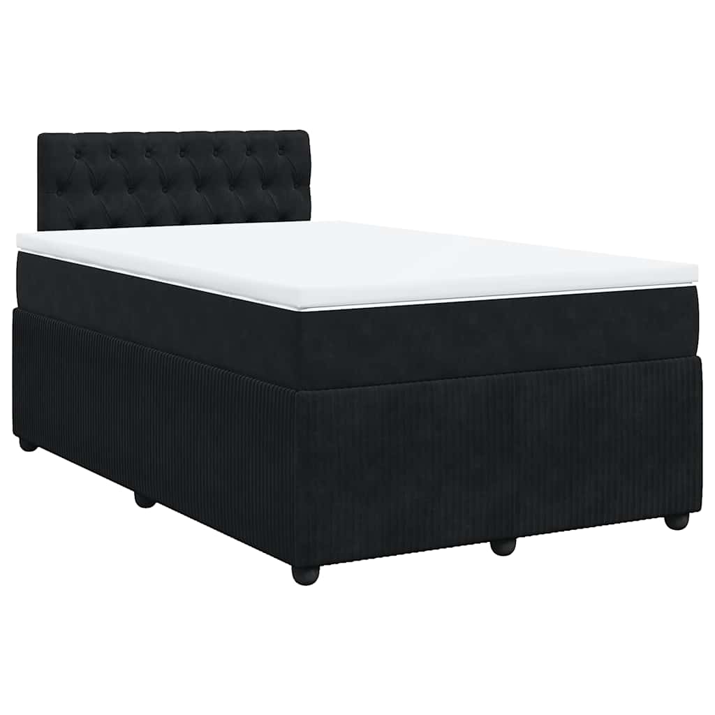 vidaXL Pat box spring cu saltea, negru, 120x190 cm, catifea