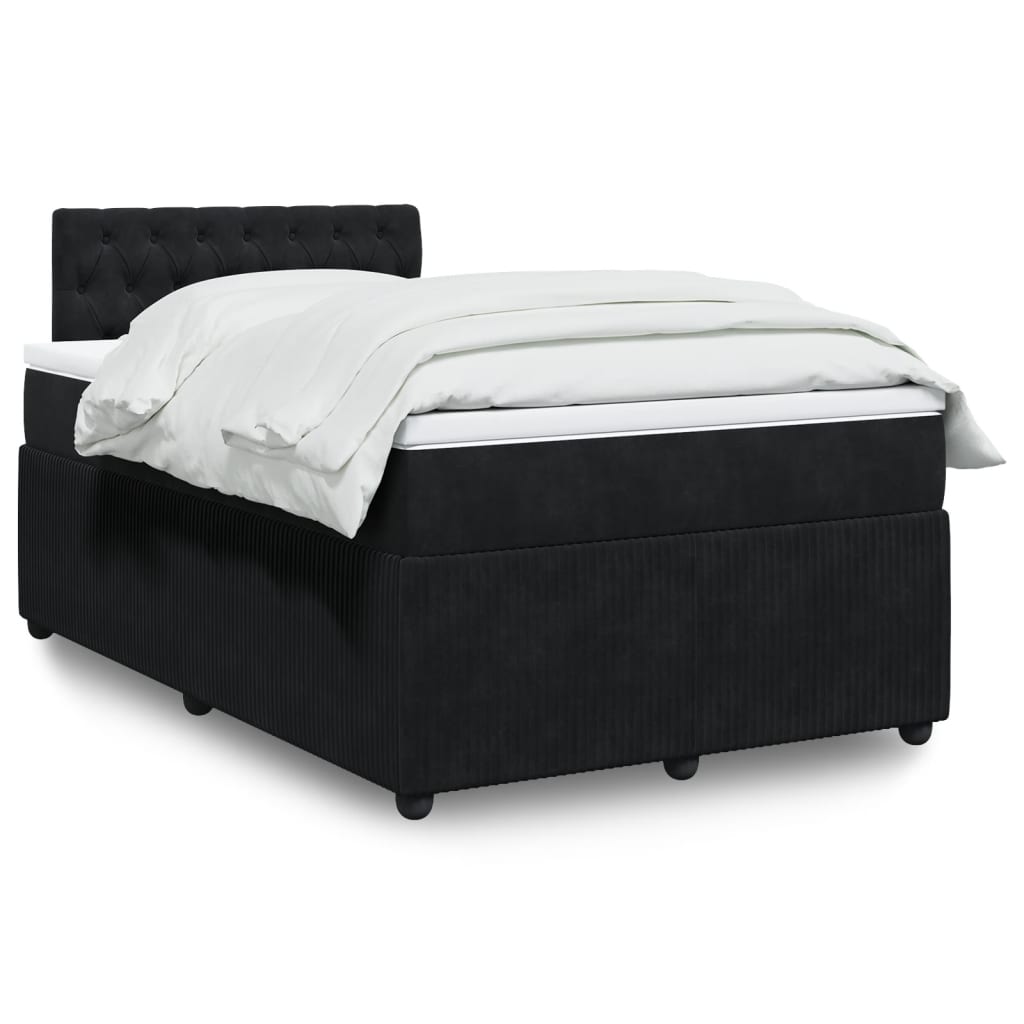 vidaXL Pat box spring cu saltea, negru, 120x190 cm, catifea