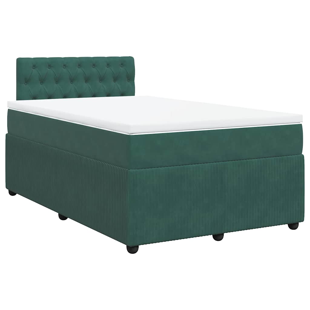 Thumbnail - vidaXL Boxspringbett mit Matratze Dunkelgrün 120x190 cm Samt