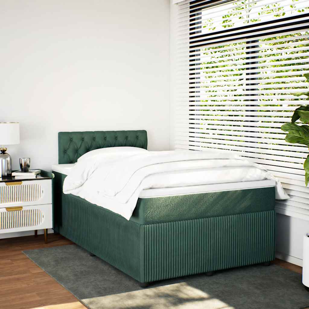 Thumbnail - vidaXL Boxspringbett mit Matratze Dunkelgrün 120x190 cm Samt