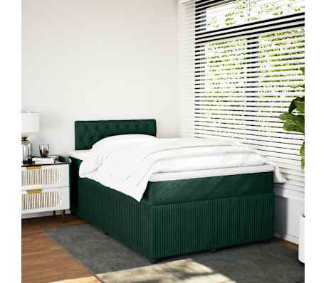 vidaXL Boxspring met matras fluweel donkergroen 120x190 cm