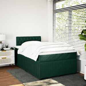 vidaXL Boxspring met matras fluweel donkergroen 120x190 cm