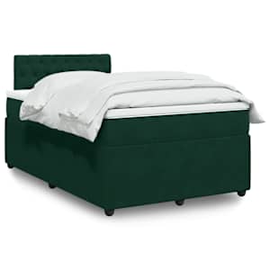 Box spring postelja z vzmetnico temno zelen 120x190 cm žamet
