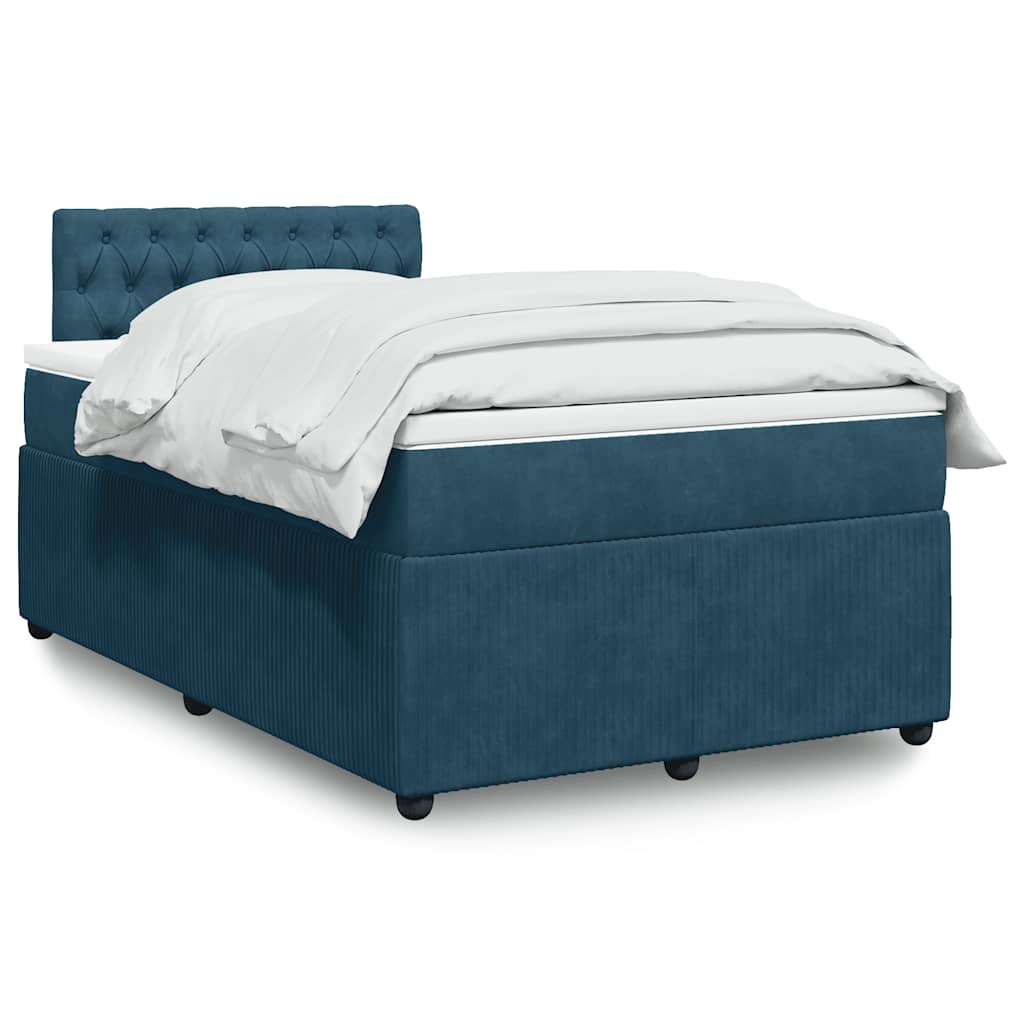 vidaXL Boxspringbett mit Matratze Blau 120x190 cm Samt