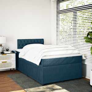 Box spring postel s matrací modrá 120 x 190 cm samet - obrázek 3