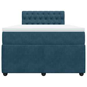 Box spring postel s matrací modrá 120 x 190 cm samet - obrázek 4
