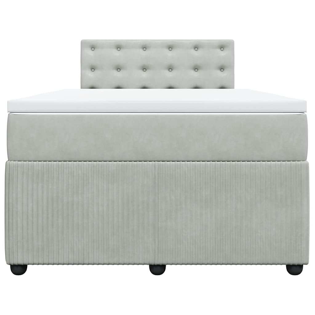 vidaXL Boxspring met matras fluweel lichtgrijs 120x190 cm grijs, foto 4