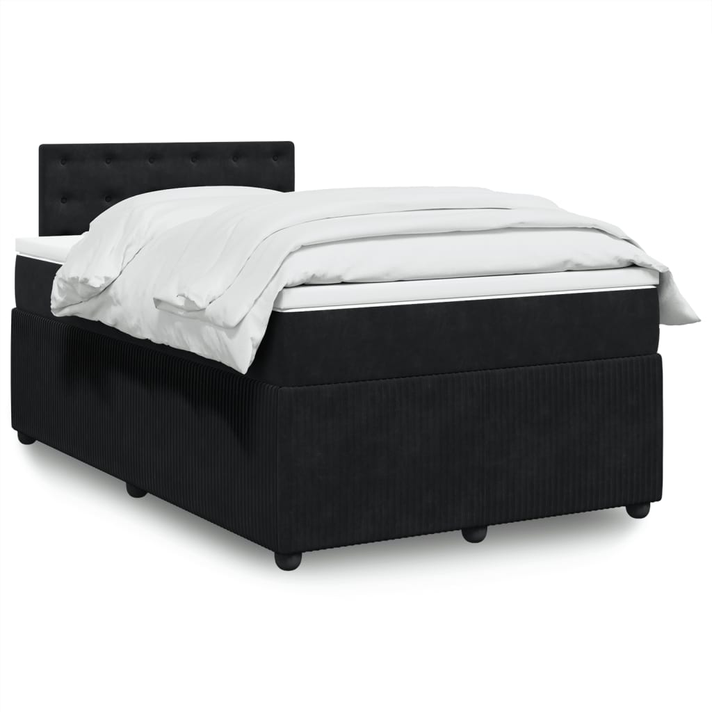 vidaXL Boxspringbett mit Matratze Schwarz 120x190 cm Samt