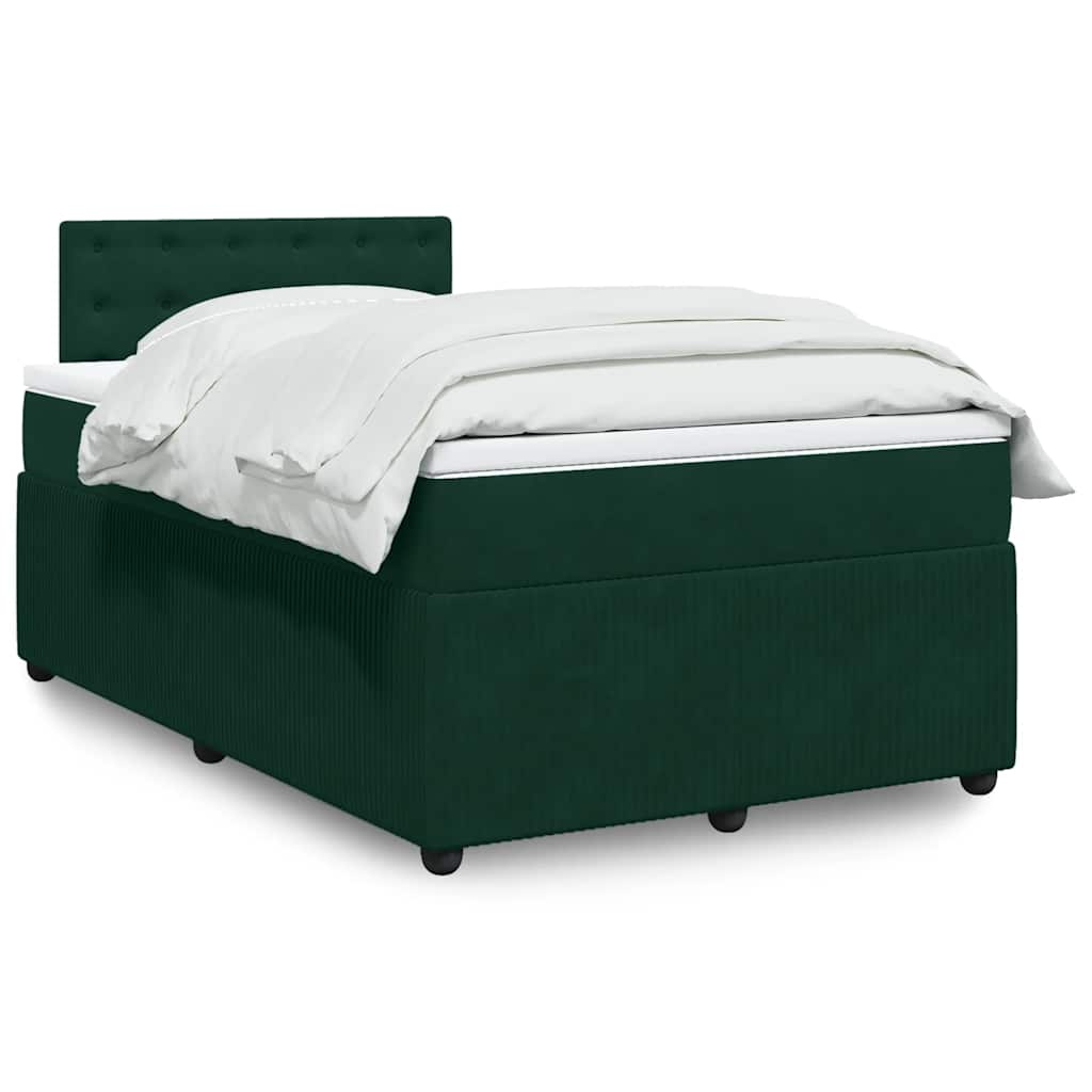 vidaXL kontinentalseng med madras 120x190 cm velour mørkegrøn