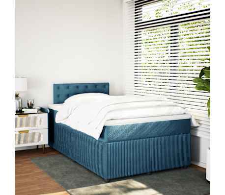vidaXL atsperu gulta ar matraci, zils samts, 120x190 cm