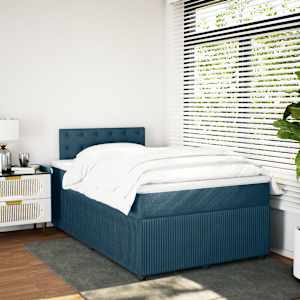 Box spring postel s matrací modrá 120 x 190 cm samet - obrázek 3