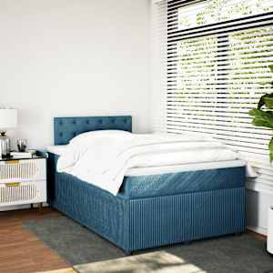 vidaXL atsperu gulta ar matraci, zils samts, 120x190 cm