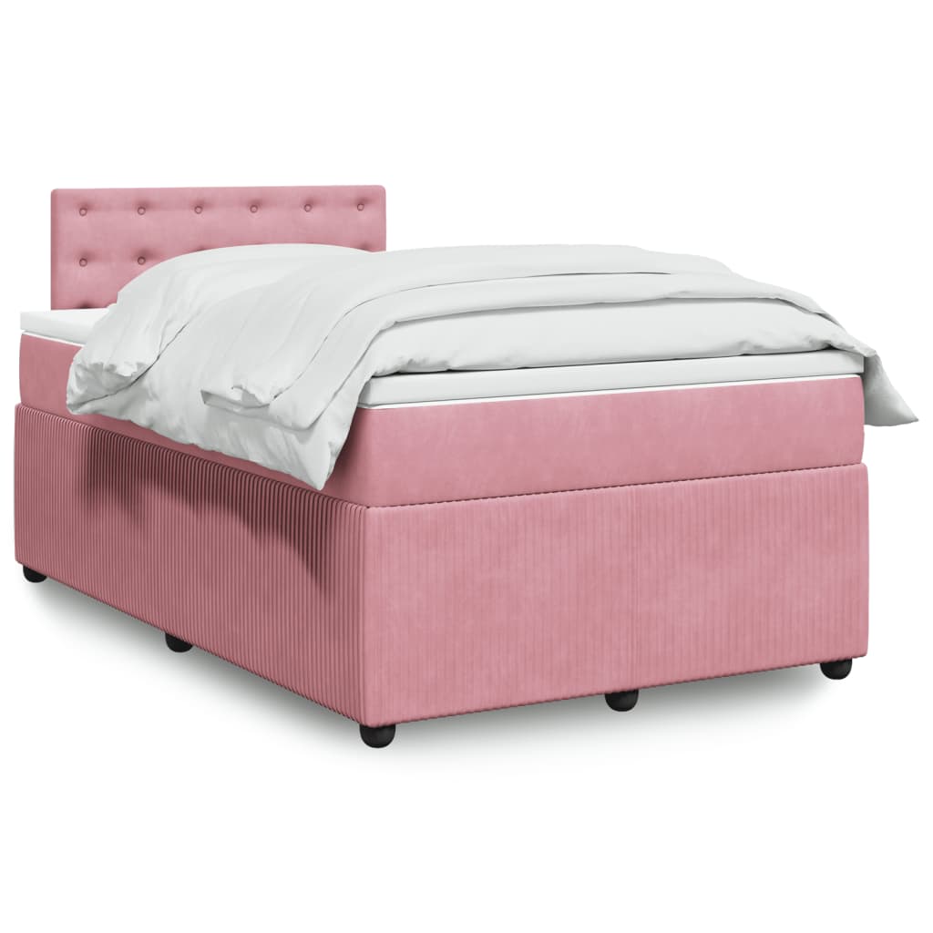 vidaXL Boxspringbett mit Matratze Rosa 120x190 cm Samt