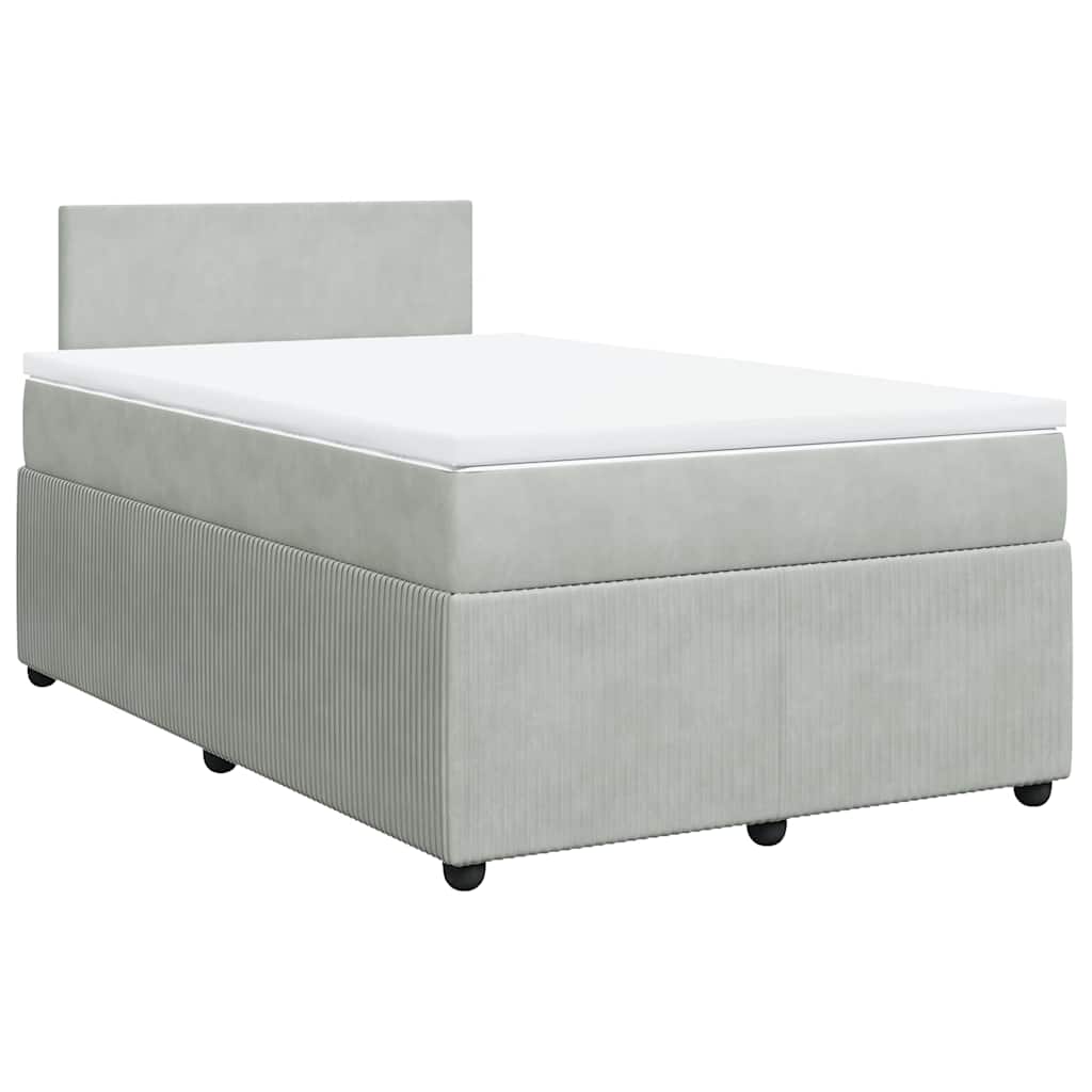 vidaXL Boxspring met matras fluweel lichtgrijs 120x200 cm grijs, foto 3