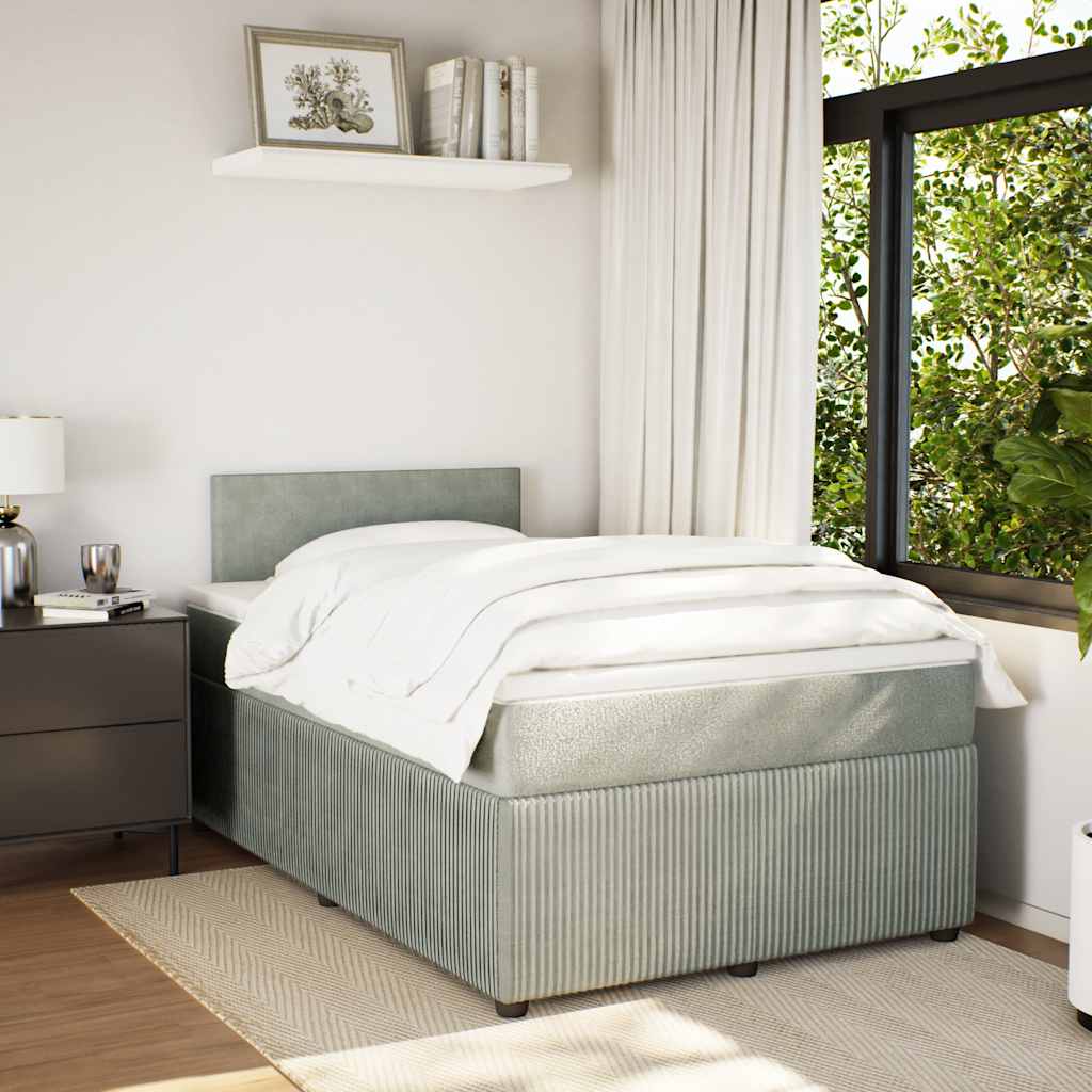 vidaXL Boxspring met matras fluweel lichtgrijs 120x200 cm afbeelding