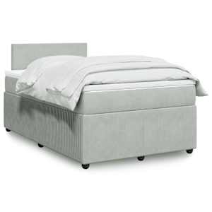 Box spring postelja z vzmetnico svetlo siva 120x200 cm žamet