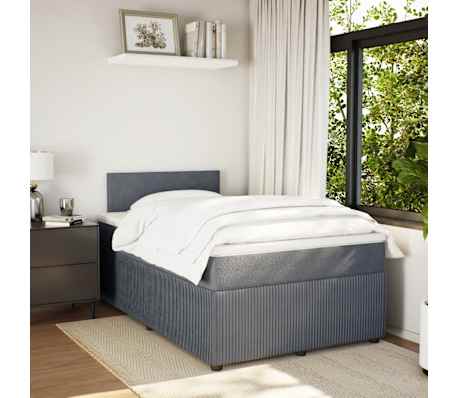 vidaXL Boxspring met matras fluweel donkergrijs 120x200 cm