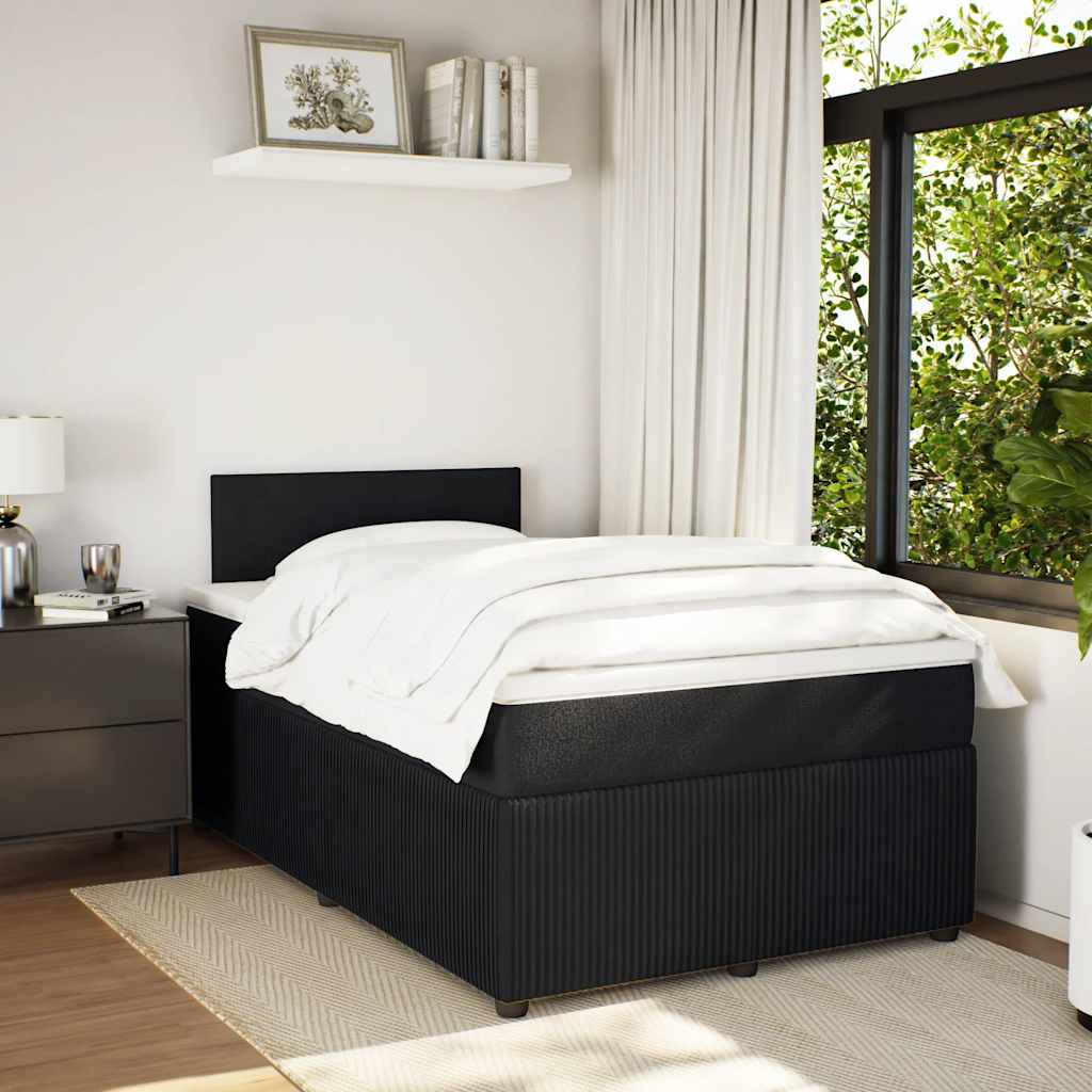 vidaXL Boxspring met matras fluweel zwart 120x200 cm afbeelding