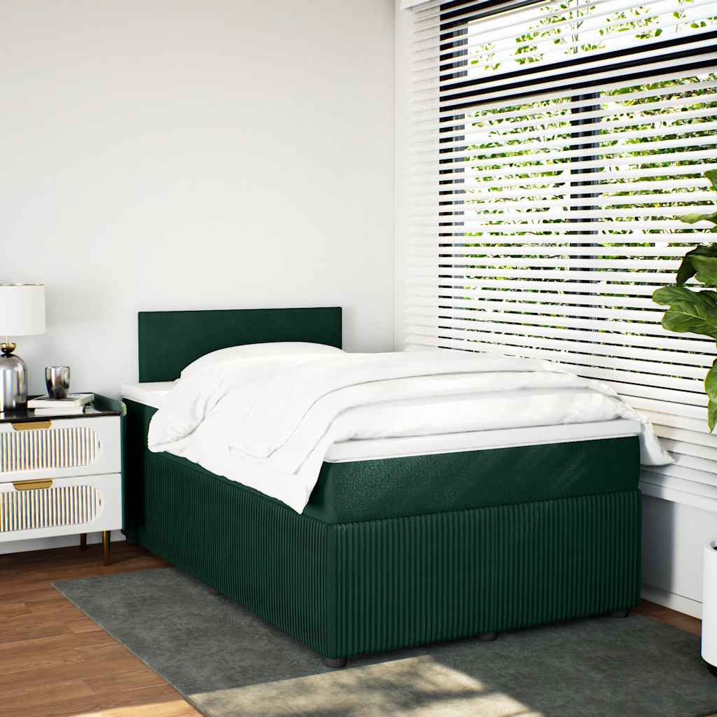 vidaXL Boxspring met matras fluweel donkergroen 120x200 cm groen, foto 2