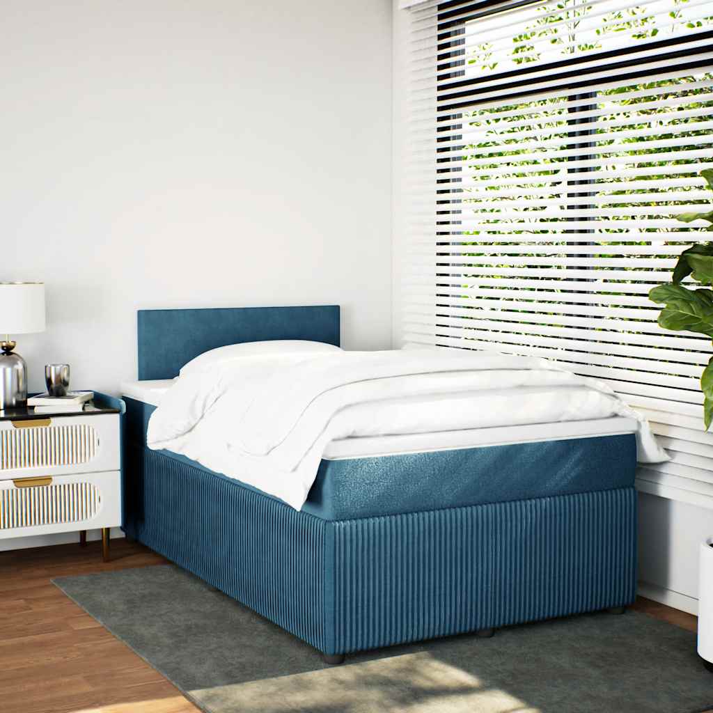 vidaXL Boxspring met matras fluweel blauw 120x200 cm afbeelding