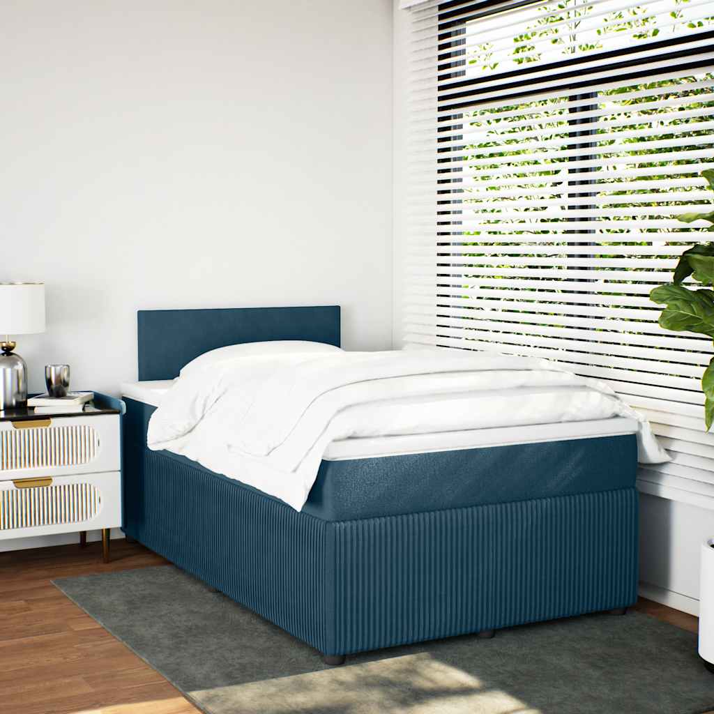 Thumbnail - vidaXL Boxspringbett mit Matratze Blau 120x200 cm Samt