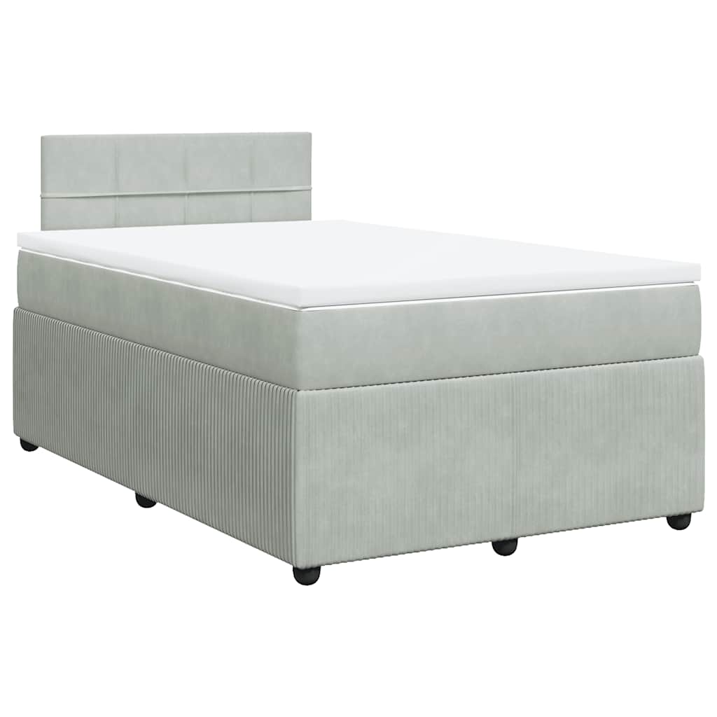 vidaXL Boxspring met matras fluweel lichtgrijs 120x200 cm grijs, foto 3