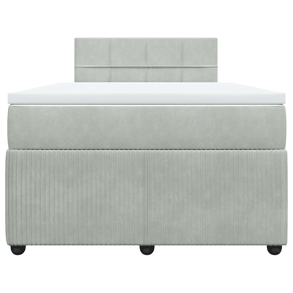 vidaXL Boxspring met matras fluweel lichtgrijs 120x200 cm grijs, foto 4