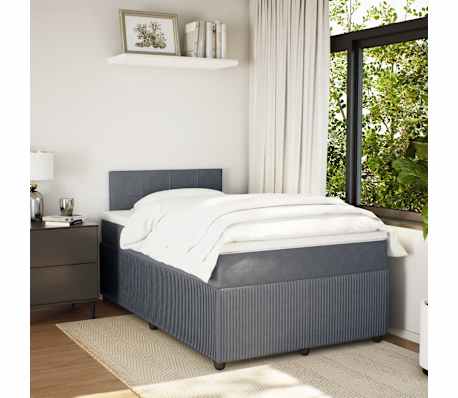 vidaXL Posteľn&yacute; r&aacute;m boxspring s matracom tmavosiv&yacute; 90x190 cm zamat