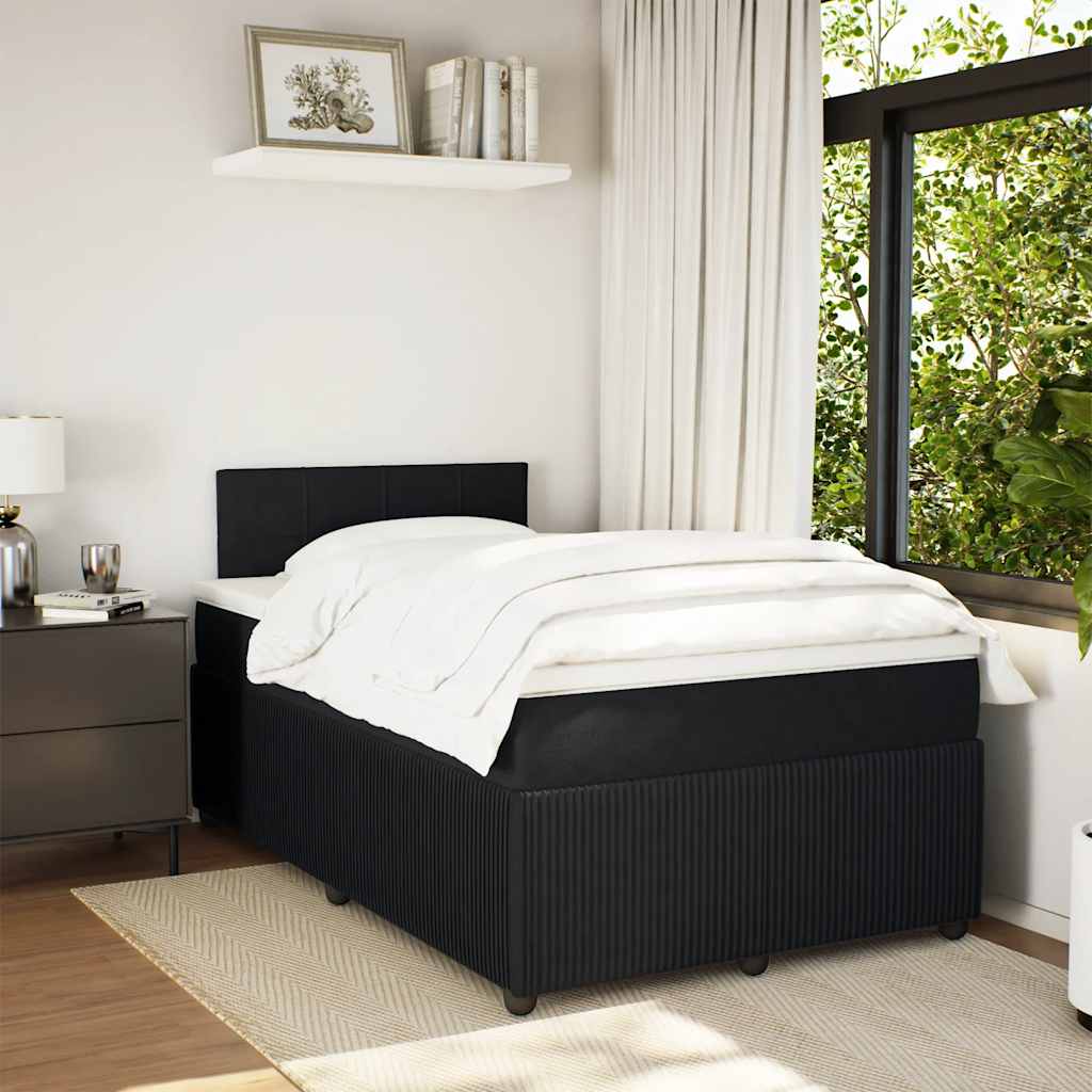 vidaXL Boxspring met matras fluweel zwart 120x200 cm afbeelding