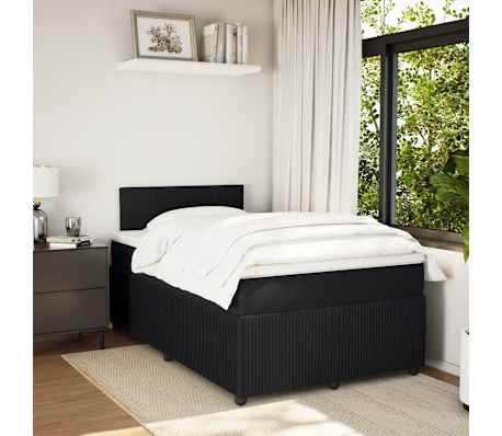 vidaXL Pat box spring cu saltea, negru, 120x200 cm, catifea