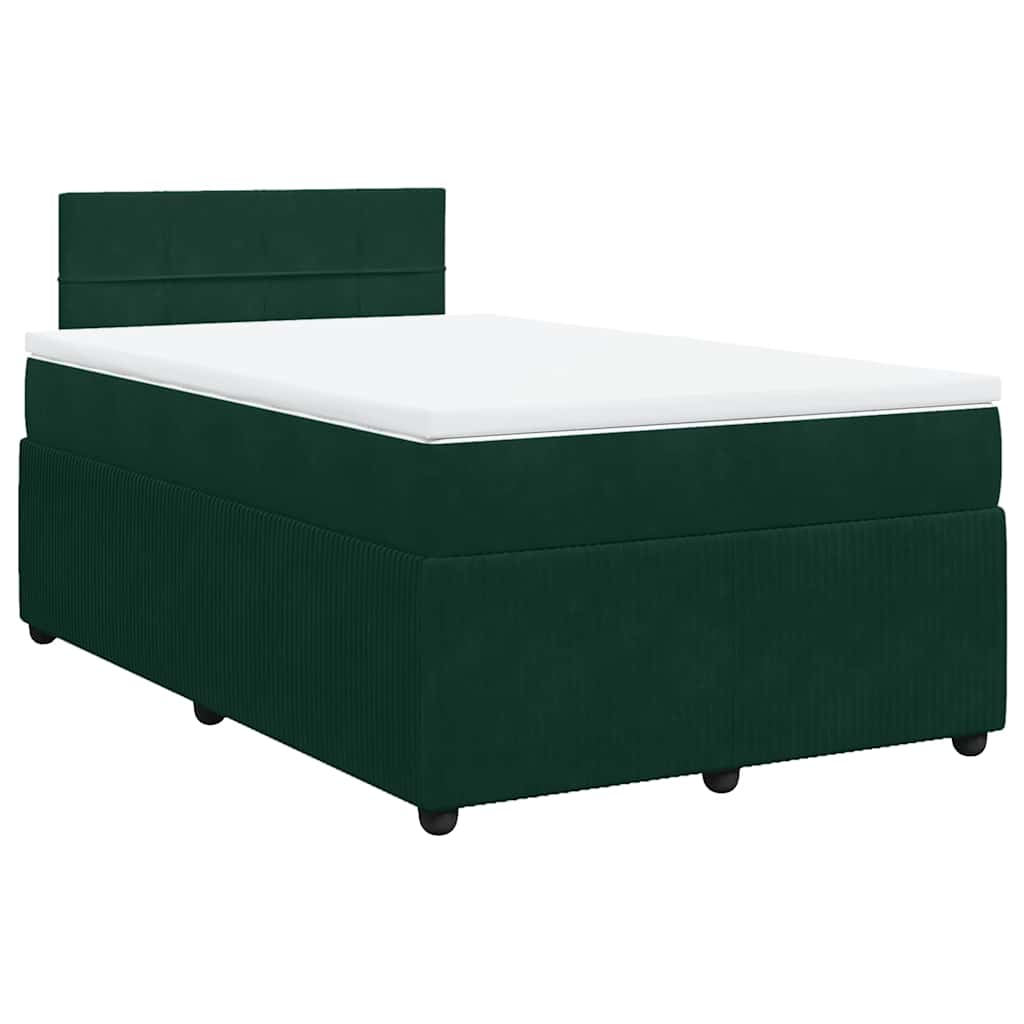 vidaXL Boxspring met matras fluweel donkergroen 120x200 cm groen, foto 3
