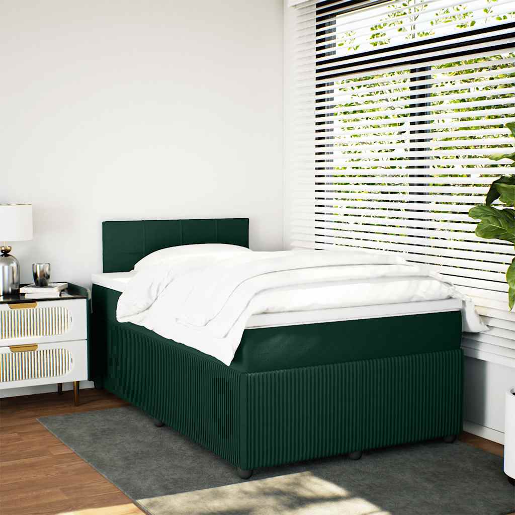 vidaXL Boxspring met matras fluweel donkergroen 120x200 cm groen, foto 2