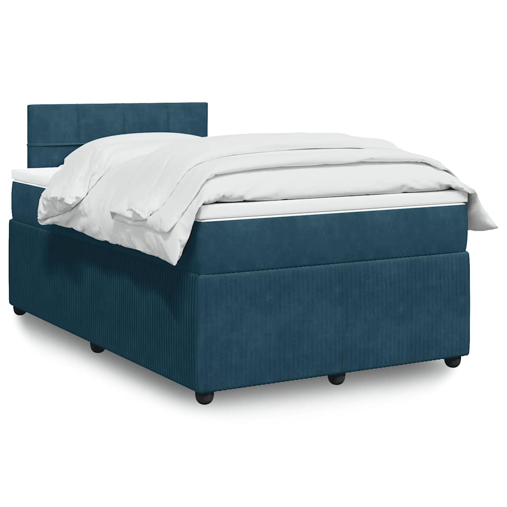 vidaXL Boxspring met matras fluweel blauw 120x200 cm, foto 3