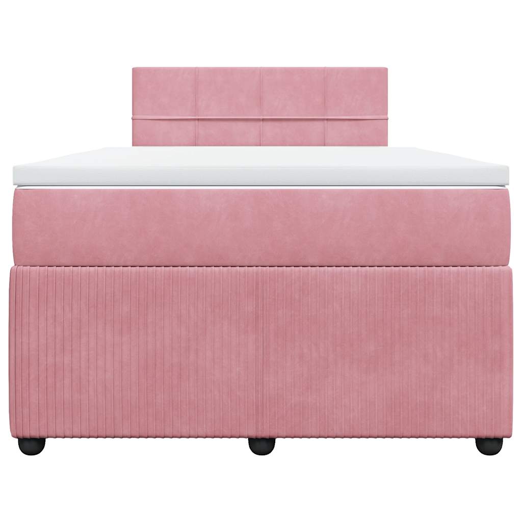 vidaXL Boxspring met matras fluweel roze 120x200 cm, foto 4