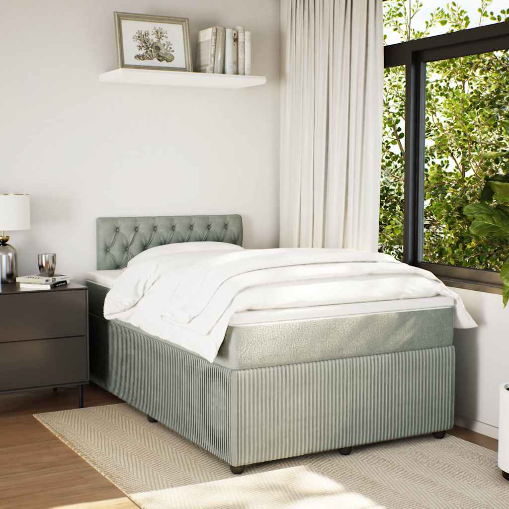 vidaXL Boxspring met matras fluweel lichtgrijs 120x200 cm afbeelding