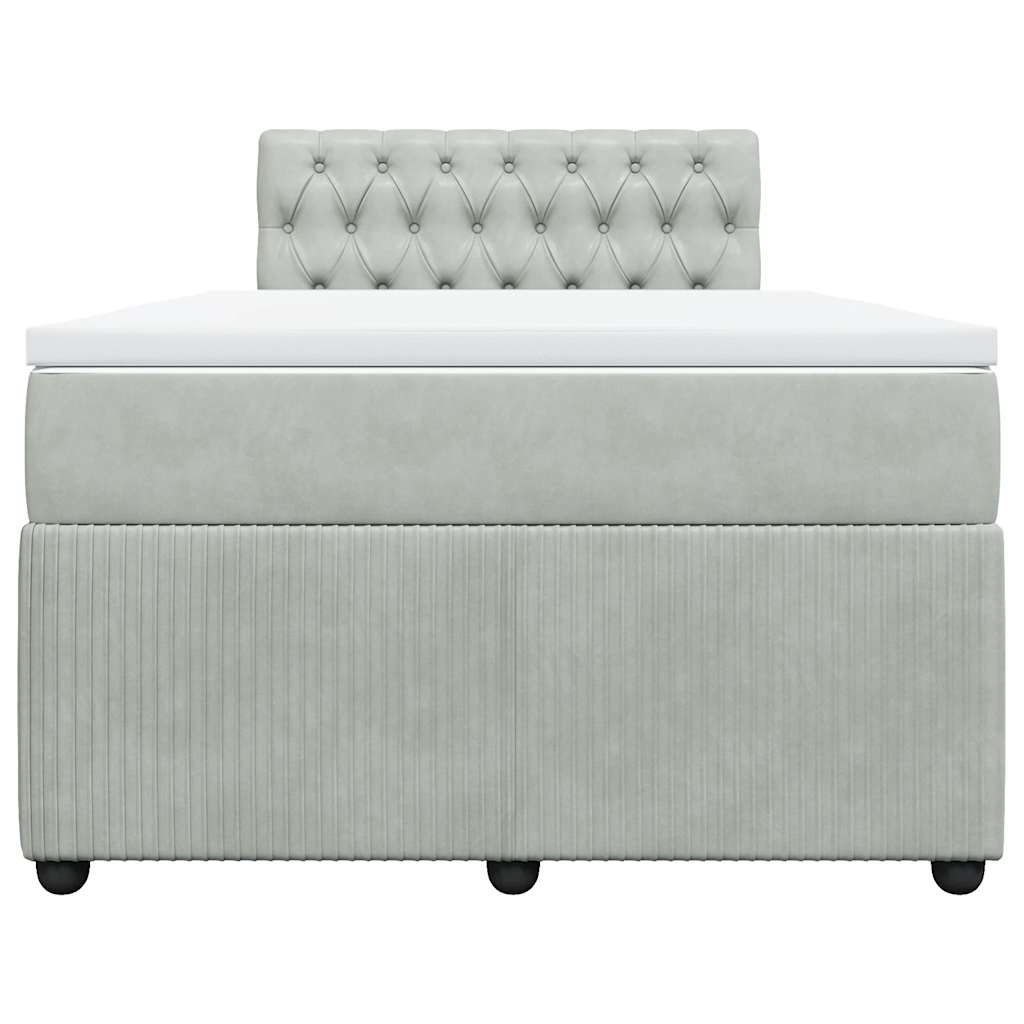 vidaXL Boxspring met matras fluweel lichtgrijs 120x200 cm grijs, foto 4
