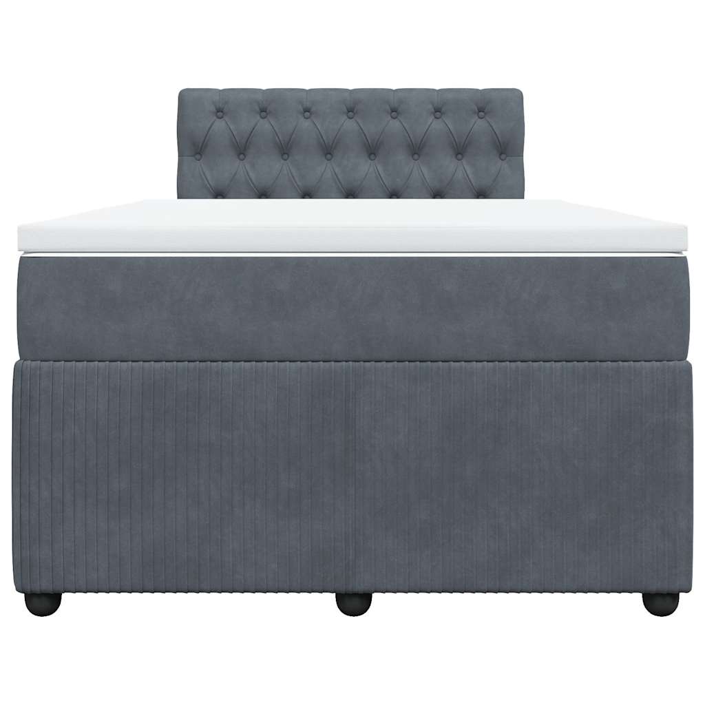 vidaXL Boxspring met matras fluweel donkergrijs 120x200 cm grijs, foto 4