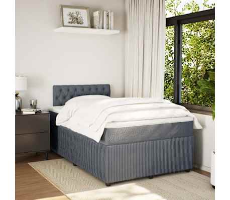 vidaXL Box spring krevet s madracem tamnosivi 120 x 200 cm bar&scaron;unasti