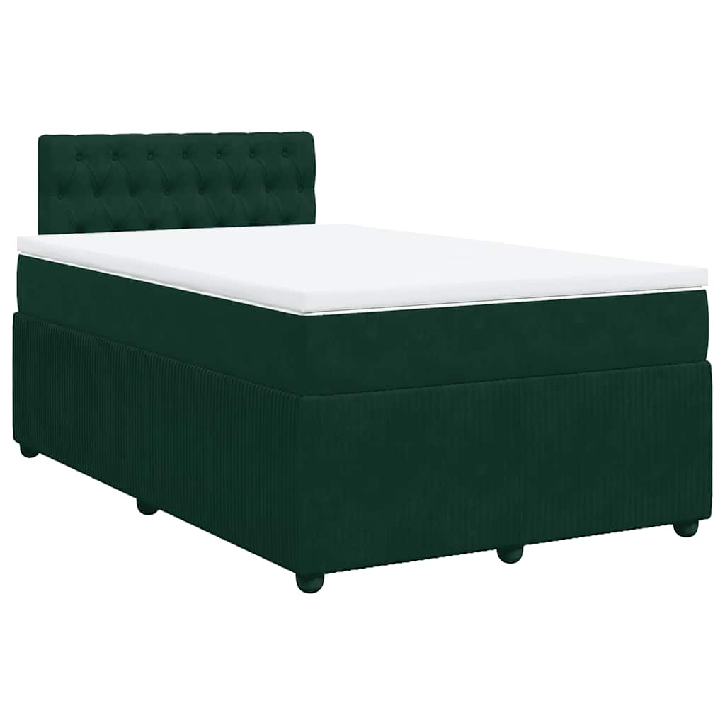 vidaXL Boxspring met matras fluweel donkergroen 120x200 cm groen, foto 3