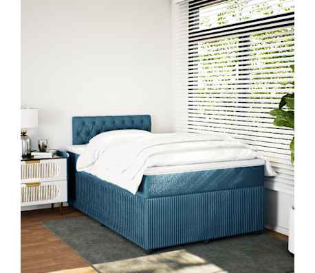 vidaXL Boxspring met matras fluweel blauw 120x200 cm