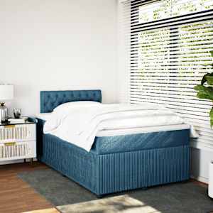 vidaXL Boxspring met matras fluweel blauw 120x200 cm