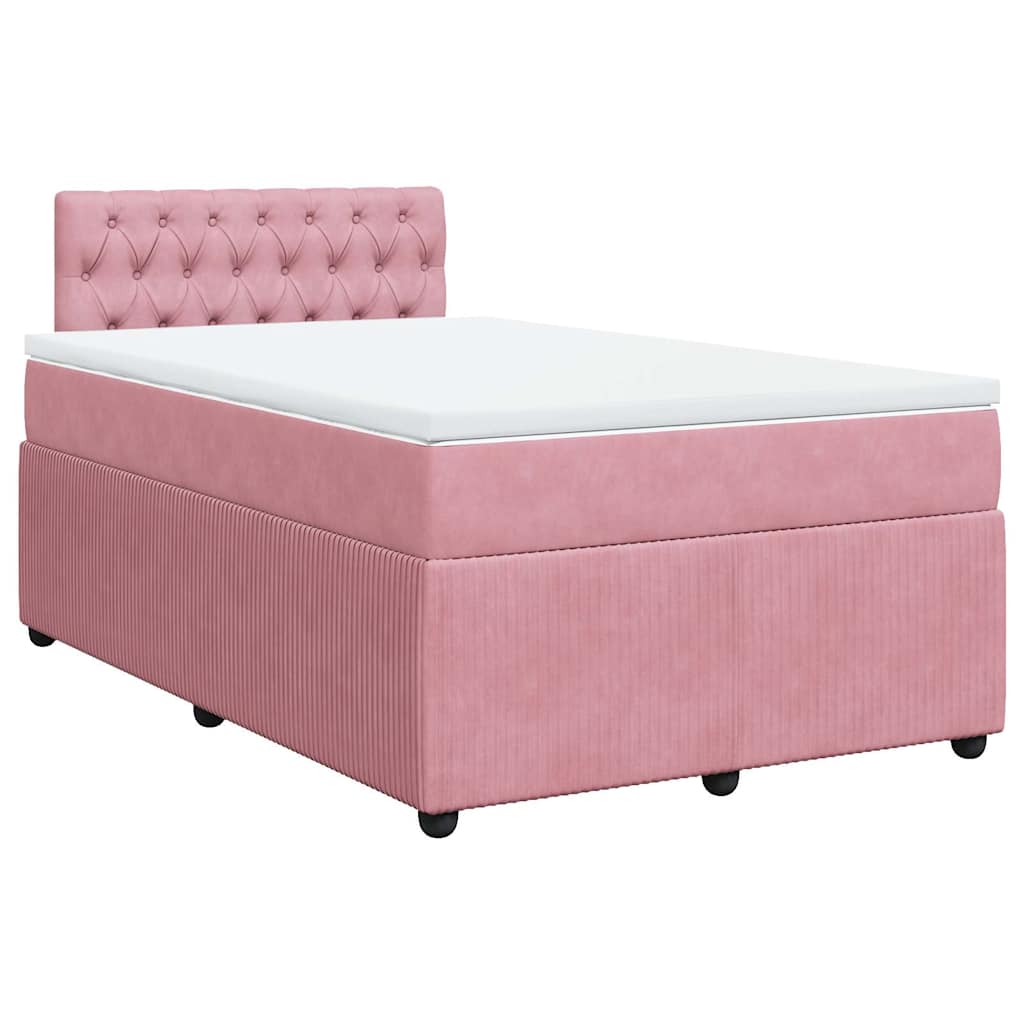 vidaXL Boxspring met matras fluweel roze 120x200 cm, foto 3
