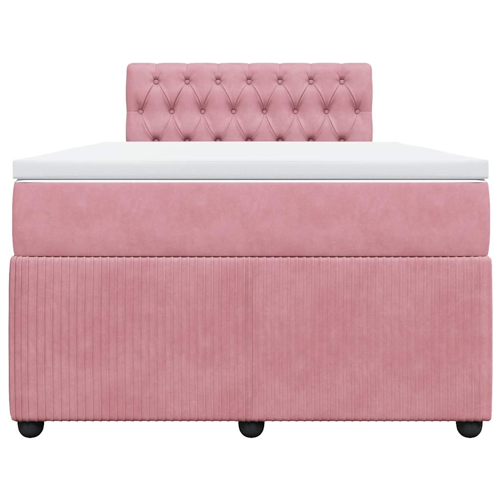 vidaXL Boxspring met matras fluweel roze 120x200 cm, foto 4