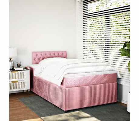 vidaXL Cama box spring con colch&oacute;n terciopelo rosa 120x200 cm