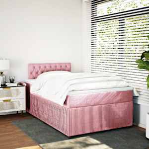vidaXL Cama box spring con colch&oacute;n terciopelo rosa 120x200 cm