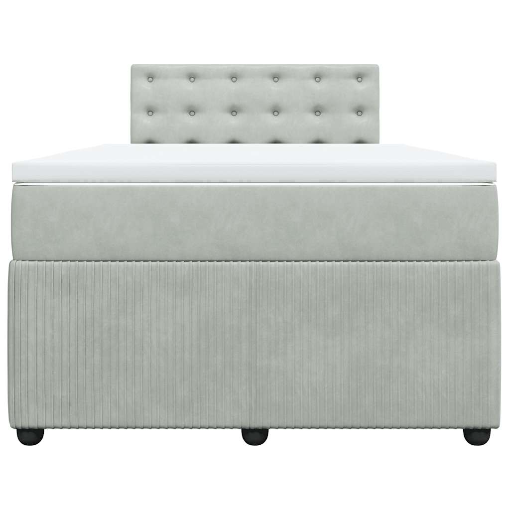 vidaXL Boxspring met matras fluweel lichtgrijs 120x200 cm grijs, foto 4