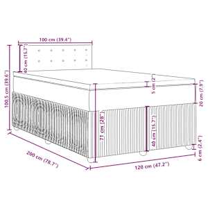 Box spring postel s matrací tmavě šedá 120 x 200 cm samet - obrázek 13